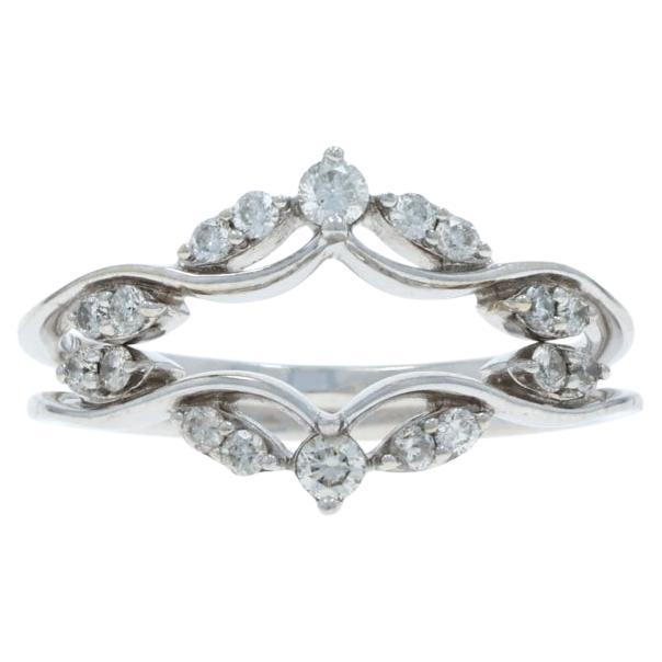 White Gold Diamond Set of 2 Enhancer Wedding Bands - 14k Rd .22ctw Guard Rings For Sale