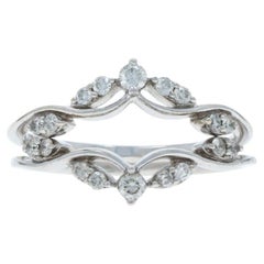 White Gold Diamond Set of 2 Enhancer Wedding Bands - 14k Rd .22ctw Guard Rings