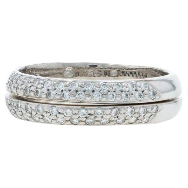 White Gold Diamond Set of 2 Wedding Bands - 18k Round Brilliant .56ctw Rings