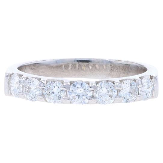 White Gold Diamond Seven-Stone Wedding Band - 14k Round Brilliant .70ctw Ring