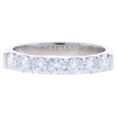 White Gold Diamond Seven-Stone Wedding Band - 14k Round Brilliant .70ctw Ring