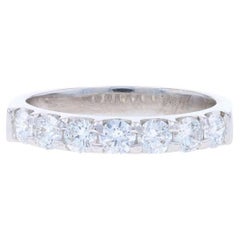 White Gold Diamond Seven-Stone Wedding Band - 14k Round Brilliant .70ctw Ring