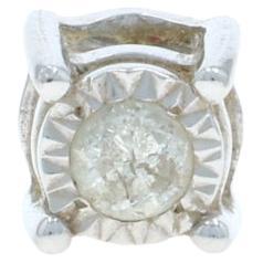 Orecchino singolo con diamante in oro bianco - 14k Round Brilliante One Pierced