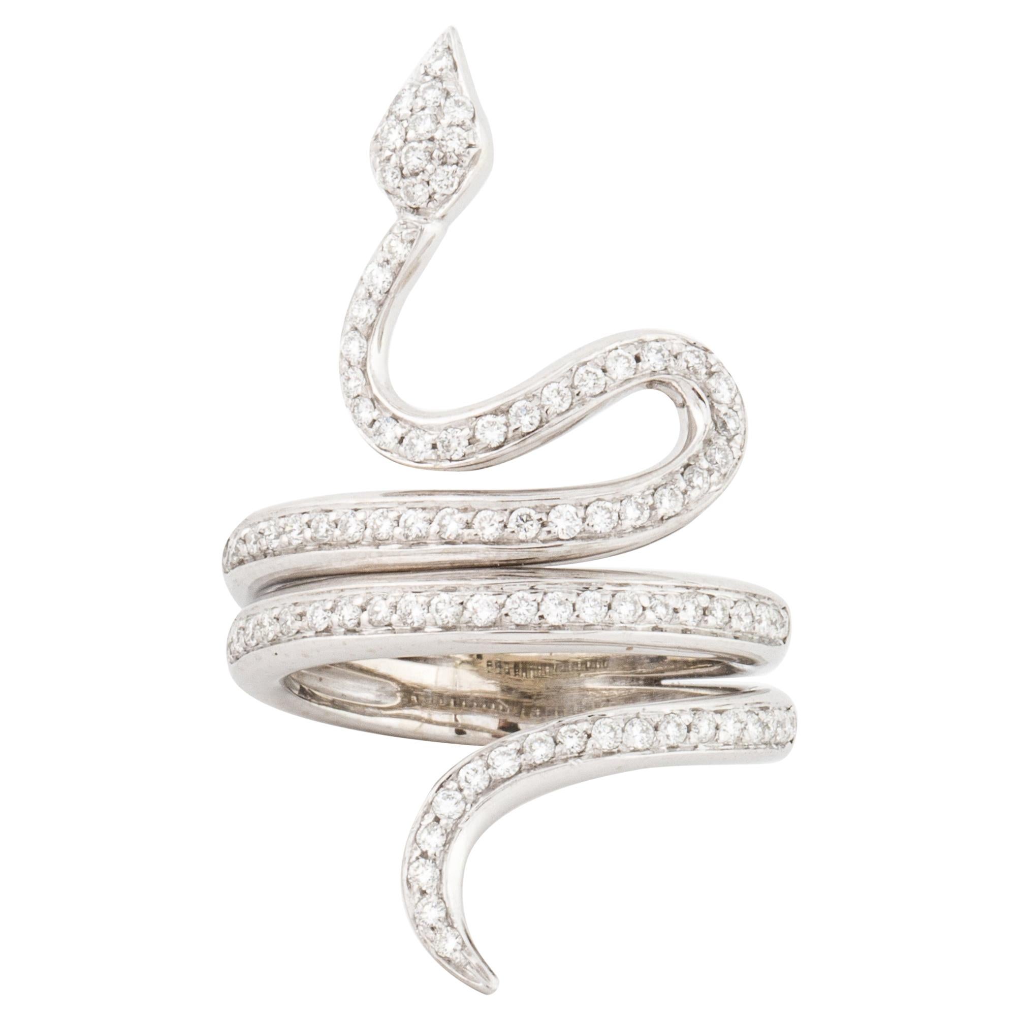 White Gold Diamond Snake Ring at 1stDibs
