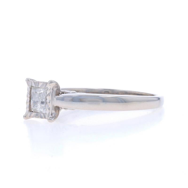 White Gold Diamond Solitaire Engagement Ring - 10k Princess .70ct In Excellent Condition For Sale In Greensboro, NC