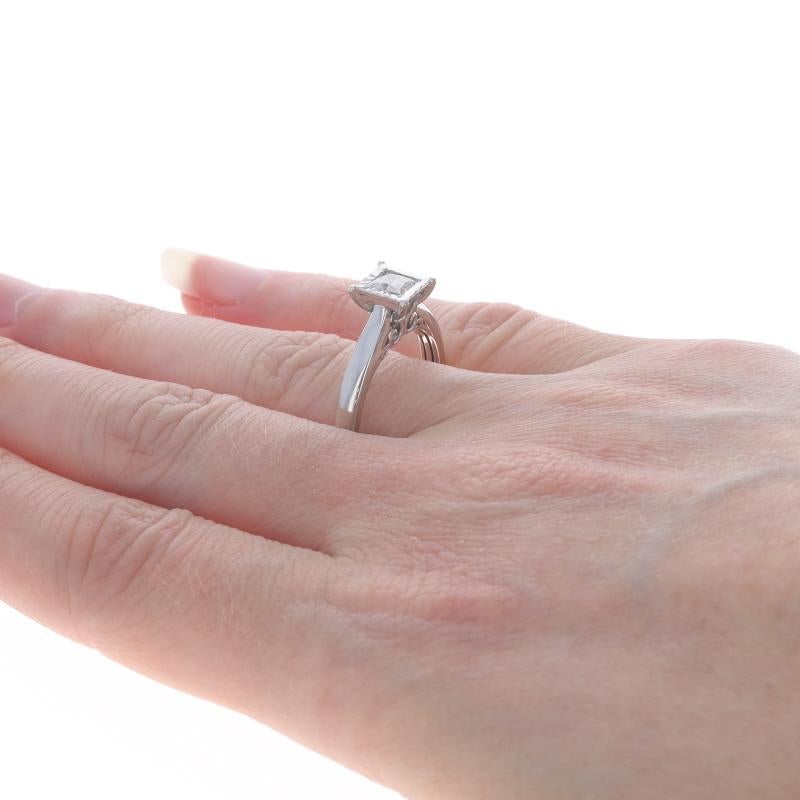 Women's White Gold Diamond Solitaire Engagement Ring - 10k Princess .70ct For Sale