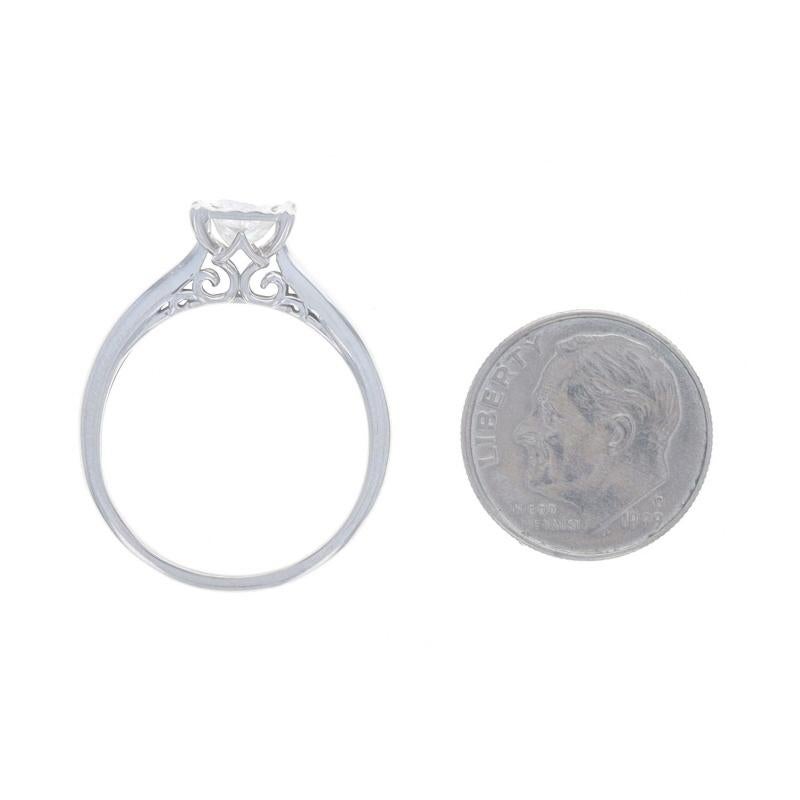 White Gold Diamond Solitaire Engagement Ring - 10k Princess .70ct For Sale 1