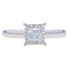 White Gold Diamond Solitaire Engagement Ring - 10k Princess .70ct