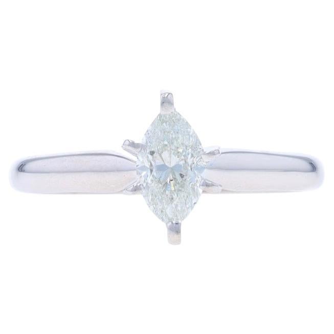 Bague de fiançailles en or blanc avec solitaire en diamant - 14k Marquise .57ct