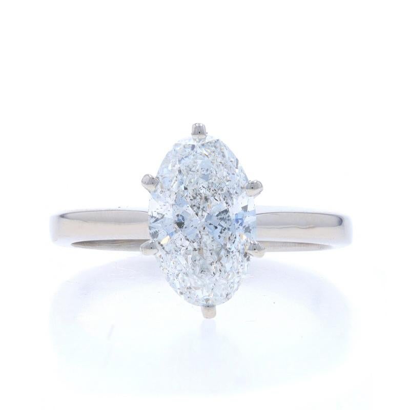 Taille : 7
Frais de taille : Up&Up pour 40 $ ou Down pour 40 $.

Contenu métallique : Or blanc 14k

Informations sur les pierres

Diamant naturel
Carat(s) : 2.03ct
Coupe : Ovale
Couleur : E
Clarté : I1
Certifié par : IGI
Numéro de rapport :