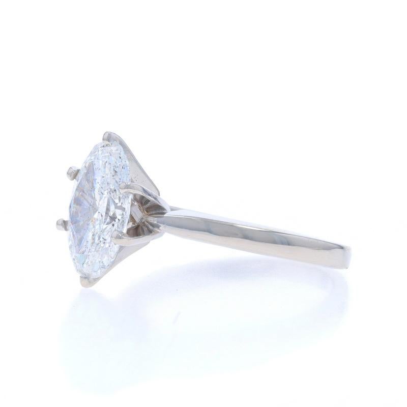 Bague de fiançailles solitaire en or blanc 14 carats avec diamants ovales 2,03 carats IGI Neuf - En vente à Greensboro, NC