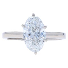 Verlobungsring aus Weißgold mit Diamant Solitär - 14k Oval 2,03ct IGI