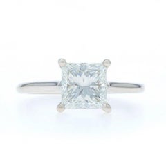 White Gold Diamond Solitaire Engagement Ring - 14k Princess 2.01ct GIA