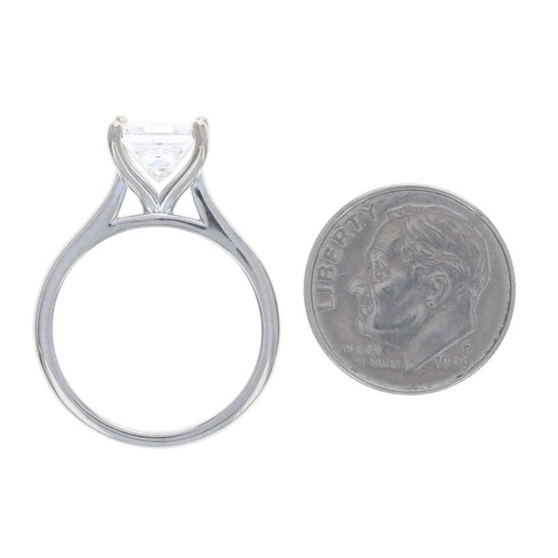 Anillo de compromiso solitario de diamantes de oro blanco - 14k Princesa 2.01ct GIA en venta 1