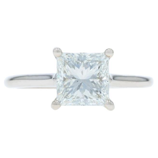 Weißgold Diamant Solitär Verlobungsring - 14k Prinzessin 2,01ct GIA
