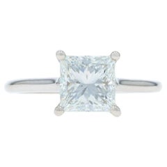 Bague de fiançailles en or blanc avec solitaire en diamant - 14k Princesse 2.01ct GIA