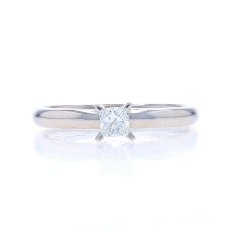 Size: 7
Sizing Fee: Up 3 sizes for $40 or Down 3 sizes for $40

Metal Content: 14k White Gold

Stone Information

Natural Diamond
Carat(s): .24ct
Cut: Princess
Color: H
Clarity: VS2

Total Carats: .24ct

Style: Solitaire

Measurements

Face Height