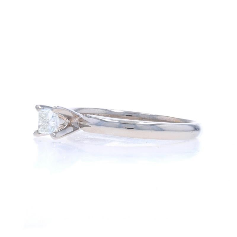 White Gold Diamond Solitaire Engagement Ring - 14k Princess .24ct In Excellent Condition For Sale In Greensboro, NC