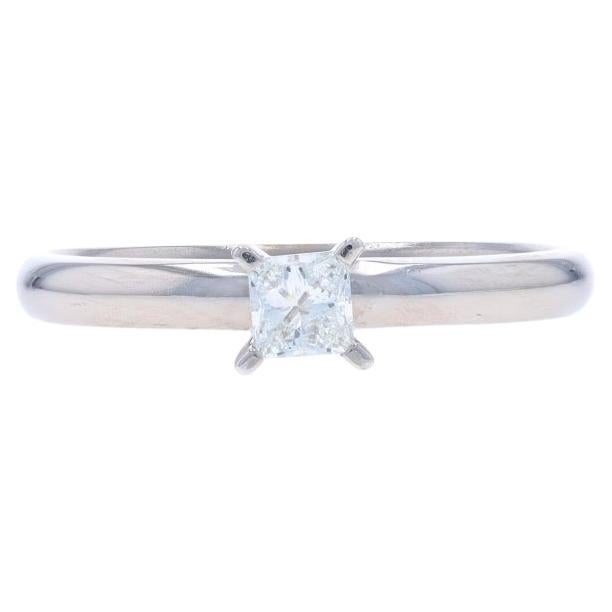 White Gold Diamond Solitaire Engagement Ring - 14k Princess .24ct
