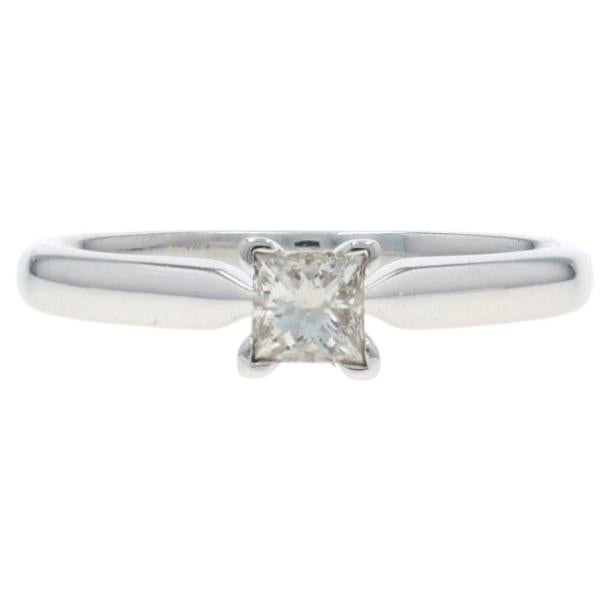 White Gold Diamond Solitaire Engagement Ring - 14k Princess .25ct