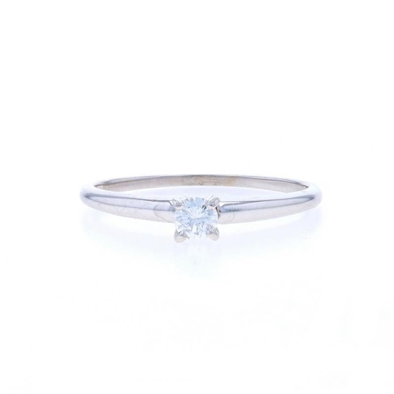 White Gold Diamond Solitaire Engagement Ring - 14k Round Brilliant .16ct For Sale