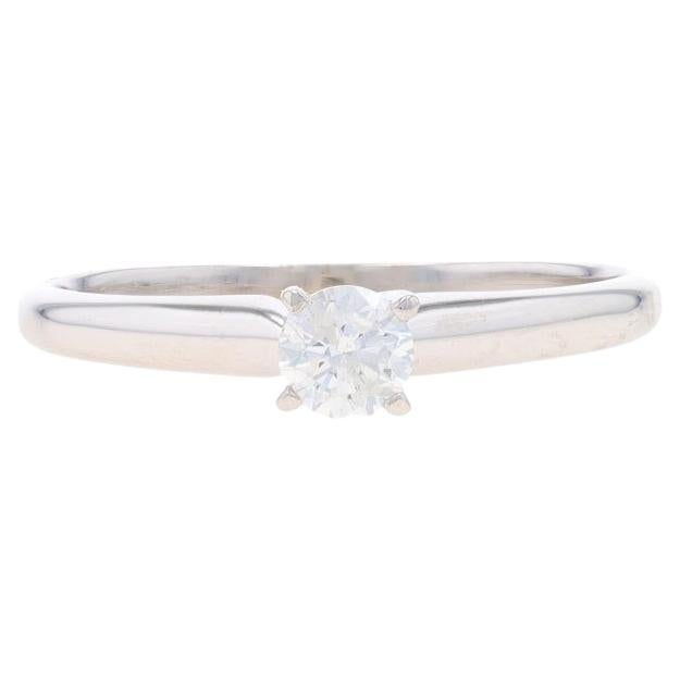 White Gold Diamond Solitaire Engagement Ring - 14k Round Brilliant .26ct For Sale