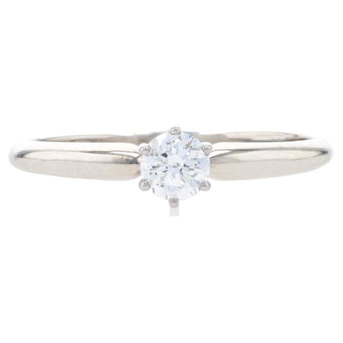 White Gold Diamond Solitaire Engagement Ring - 14k Round Brilliant .30ct For Sale