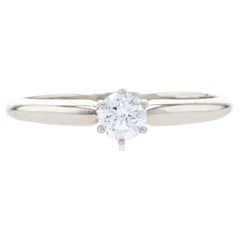 Bague de fiançailles en or blanc avec solitaire en diamant - 14k brillant rond .30ct