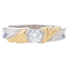 Bague de fiançailles en or blanc avec solitaire en diamant - 14k Rond Brillant .33ct