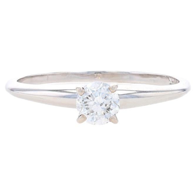 White Gold Diamond Solitaire Engagement Ring - 14k Round Brilliant .35ct For Sale