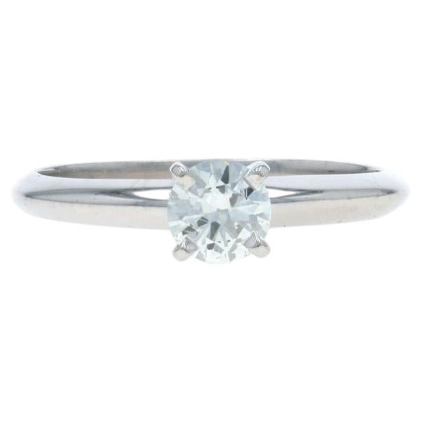White Gold Diamond Solitaire Engagement Ring - 14k Round Brilliant ...