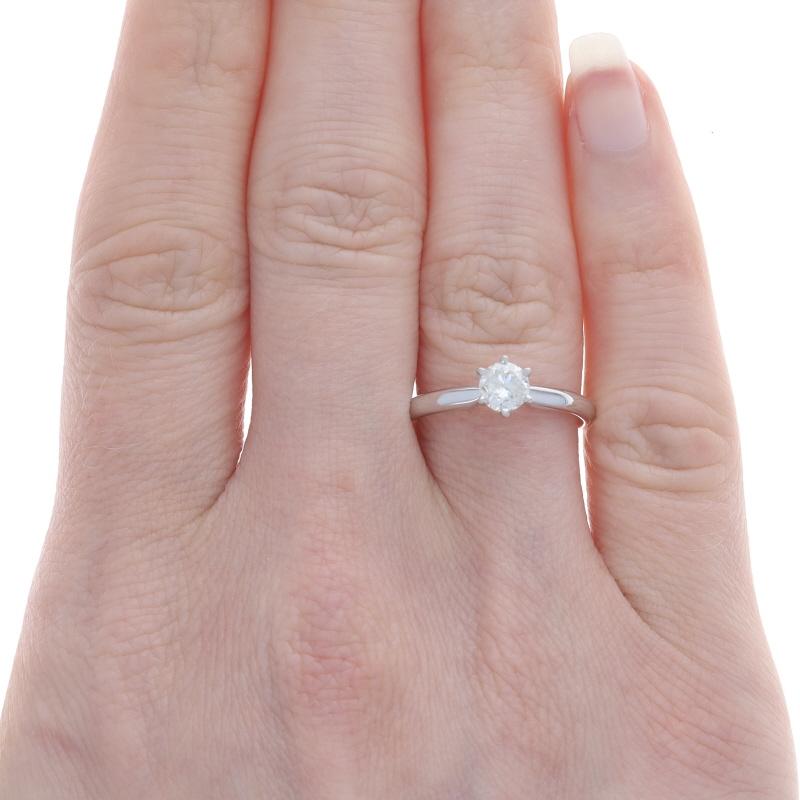Round Cut White Gold Diamond Solitaire Engagement Ring - 14k Round Brilliant .47ct For Sale