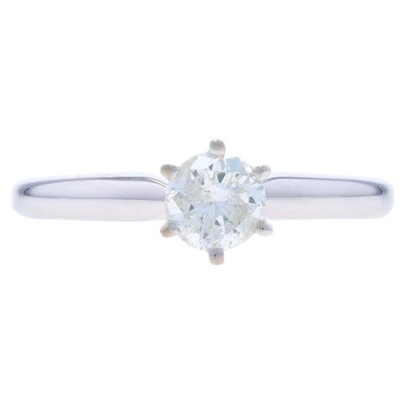 Anillo de compromiso solitario de diamantes de oro blanco - 14k Brillante redondo .47ct