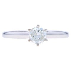 Anillo de compromiso solitario de diamantes de oro blanco - 14k Brillante redondo .47ct