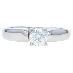 White Gold Diamond Solitaire Engagement Ring - 14k Round Brilliant .55ct