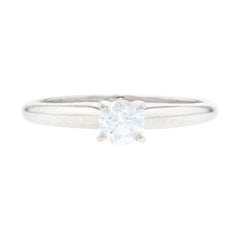 White Gold Diamond Solitaire Engagement Ring, 14k Round Brilliant Cut .30ct