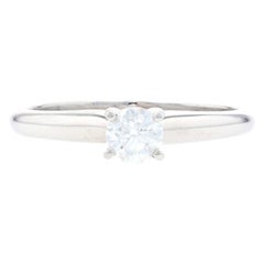 White Gold Diamond Solitaire Engagement Ring, 14k Round Brilliant Cut .30ct