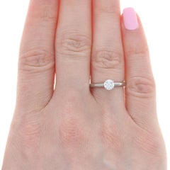 White Gold Diamond Solitaire Engagement Ring - 14k Round Brilliant Cut .47ct