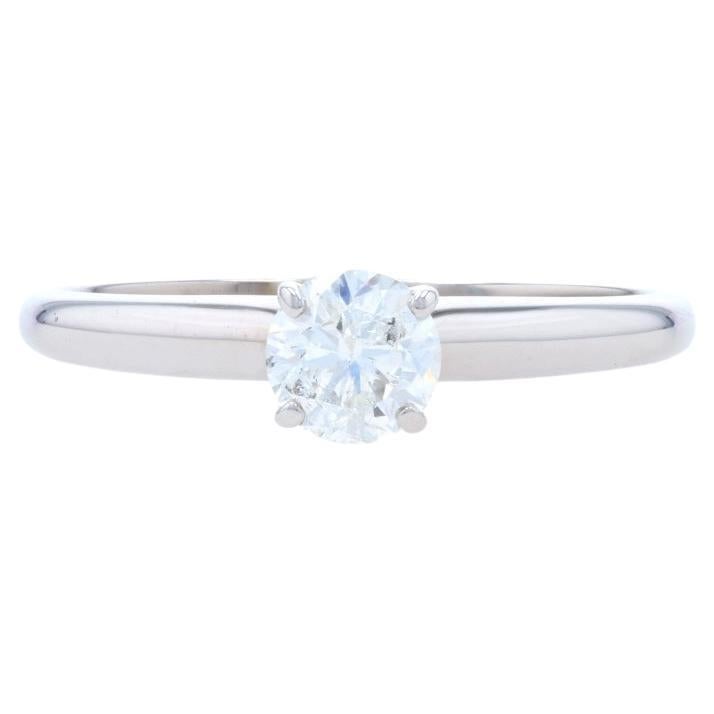 White Gold Diamond Solitaire Engagement Ring - 14k Round Brilliant Cut .47ct For Sale