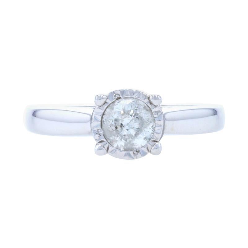 White Gold Diamond Solitaire Engagement Ring, 14k Round Brilliant Cut .50ct For Sale