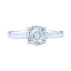 Vintage White Gold Diamond Solitaire Engagement Ring, 14k Round Brilliant Cut .50ct