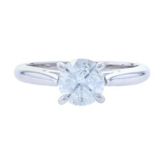 White Gold Diamond Solitaire Engagement Ring, 14k Round Cut 1.00ctw Cathedral