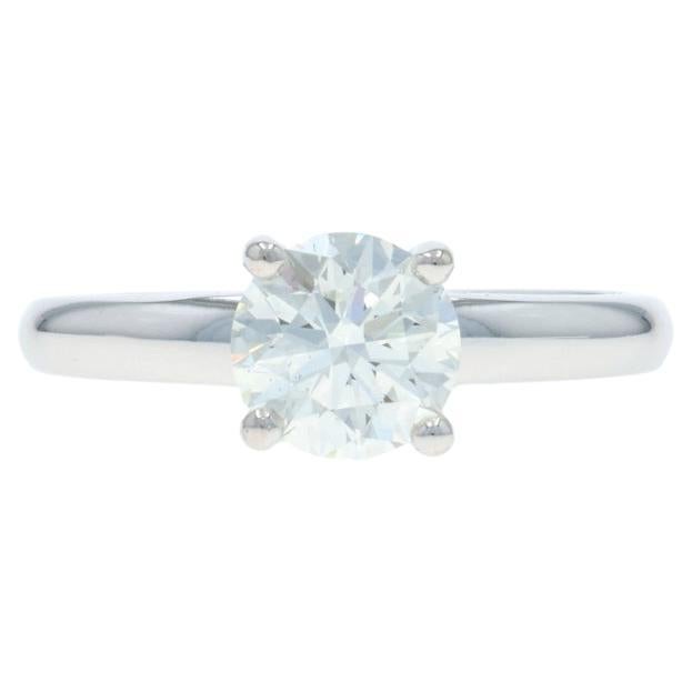 White Gold Diamond Solitaire Engagement Ring - 18k Round Brilliant 1.20ctw GIA For Sale