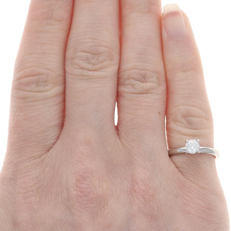 Weißgold Diamant Solitär Verlobungsring - 18k Rund Brillant .38ct (Rundschliff) im Angebot