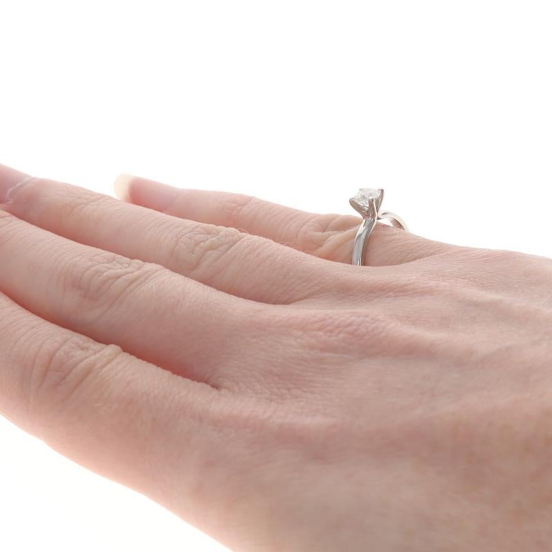 Weißgold Diamant Solitär Verlobungsring - 18k Rund Brillant .38ct Damen im Angebot