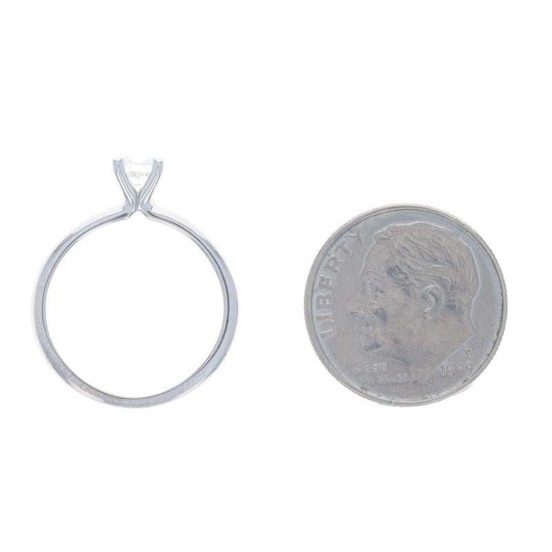 Weißgold Diamant Solitär Verlobungsring - 18k Rund Brillant .38ct im Angebot 1