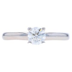 Anillo de compromiso solitario de diamantes de oro blanco - 18k Brillante redondo .38ct