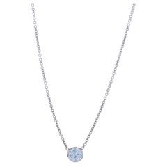 Collar Solitario de Diamantes de Oro Blanco - 14k Redondo .40ct GIA Bisel Engastado Ajustable