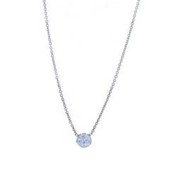 Collar Solitario de Diamantes de Oro Blanco - 14k Redondo .43ct GIA Bisel Engastado Ajustable