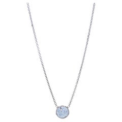 Collana con solitario di diamanti in oro bianco - 14k Round .71ct GIA Bezel Set Regolabile